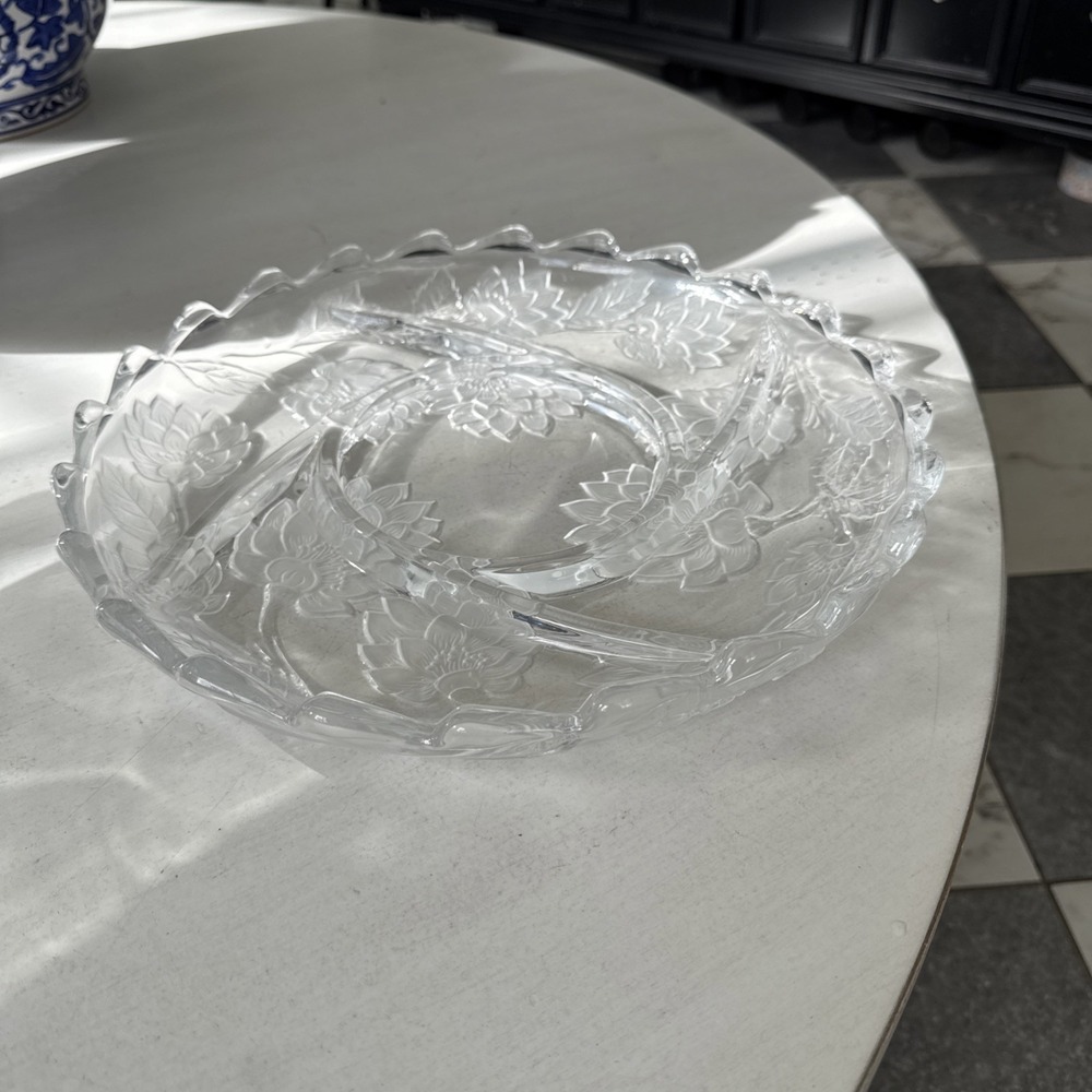 Vintage Crystal Clear Studios Chrysanthemum Sectional 13" Round Serving Platter